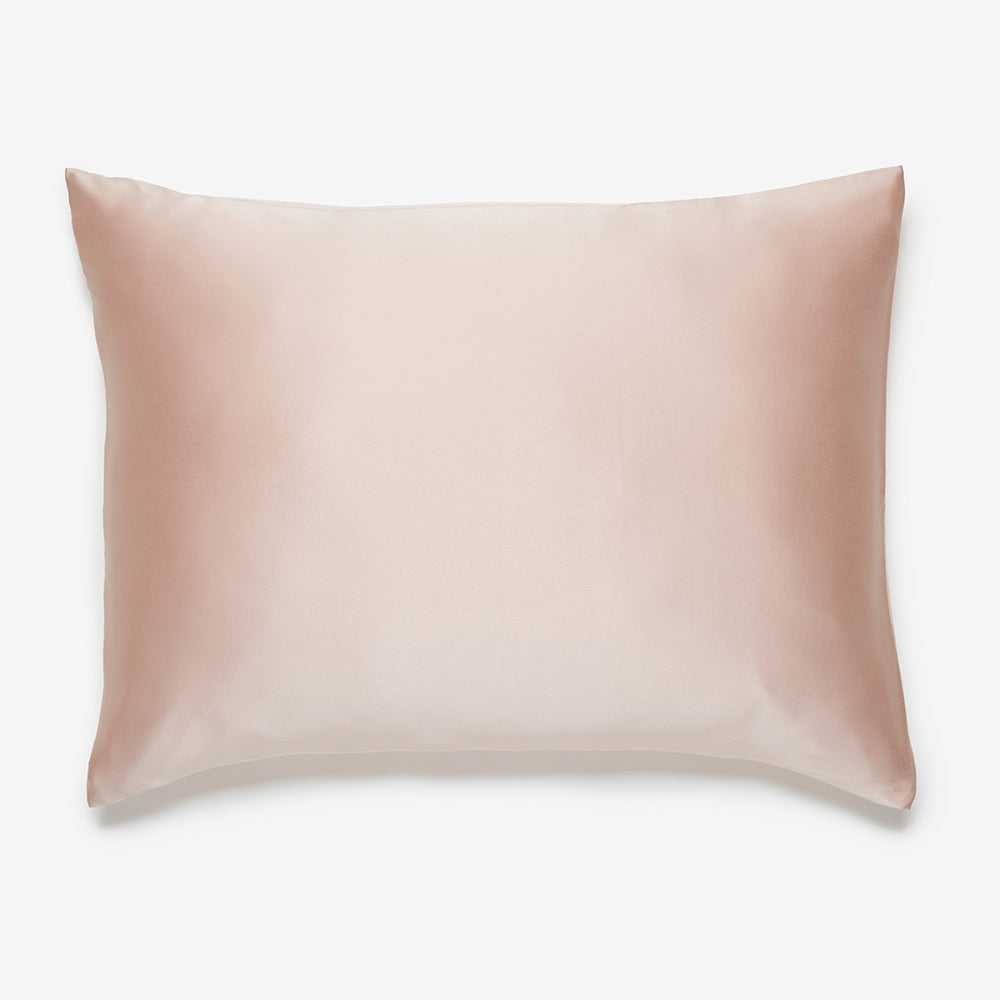 silk pillowcase in blush top view