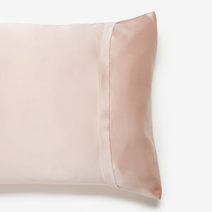 silk pillowcase in blush side view