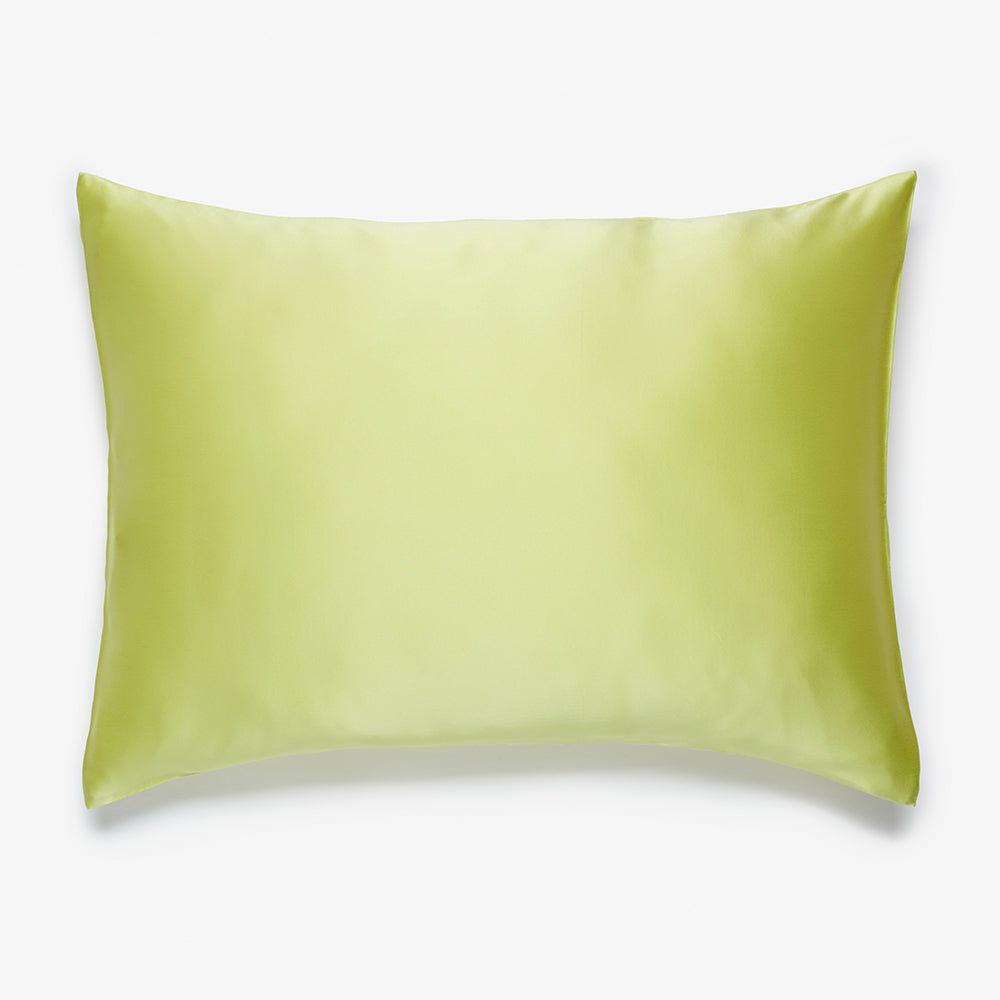 chartreuse silk pillowcase top view