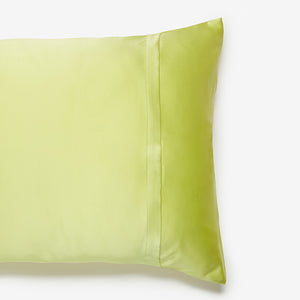 chartreuse silk pillowcase side view