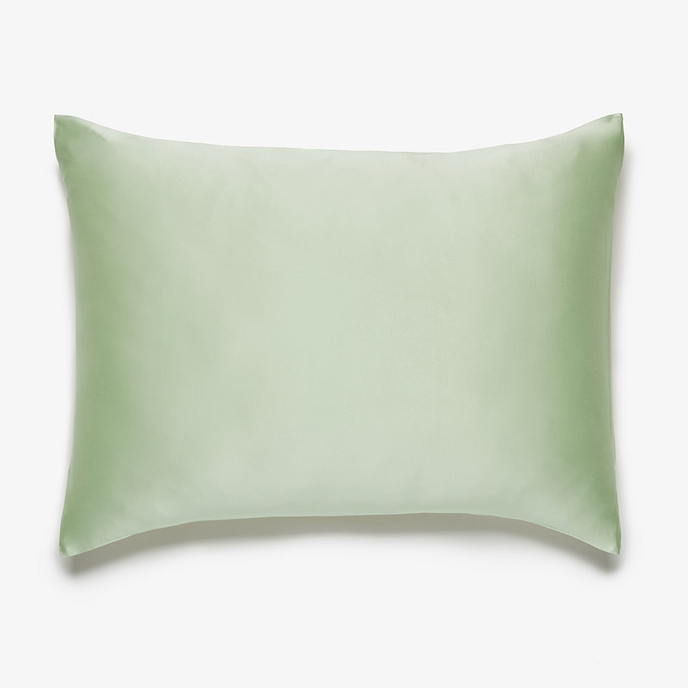 silk pillowcase in sage front view