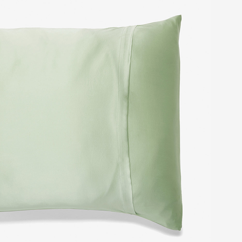 silk pillowcase in sage side view