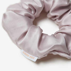 classic silk scrunchie in lavender close up
