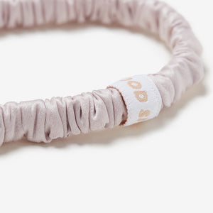 mini silk scrunchie in lavender close up