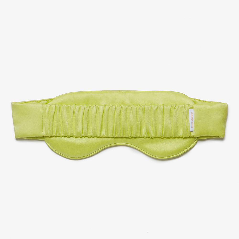 chartreuse silk sleep mask back view