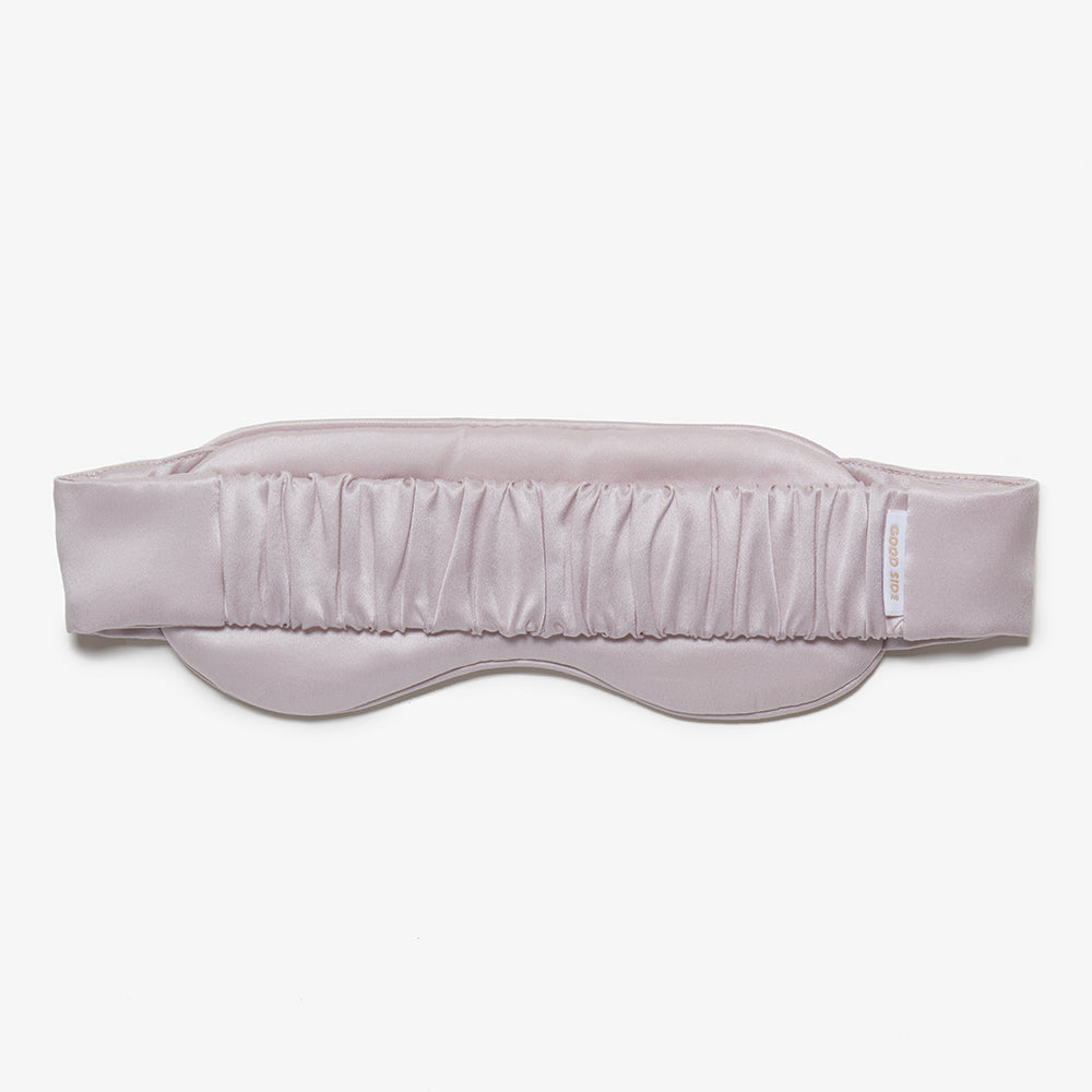 silk sleep mask in lavender back view